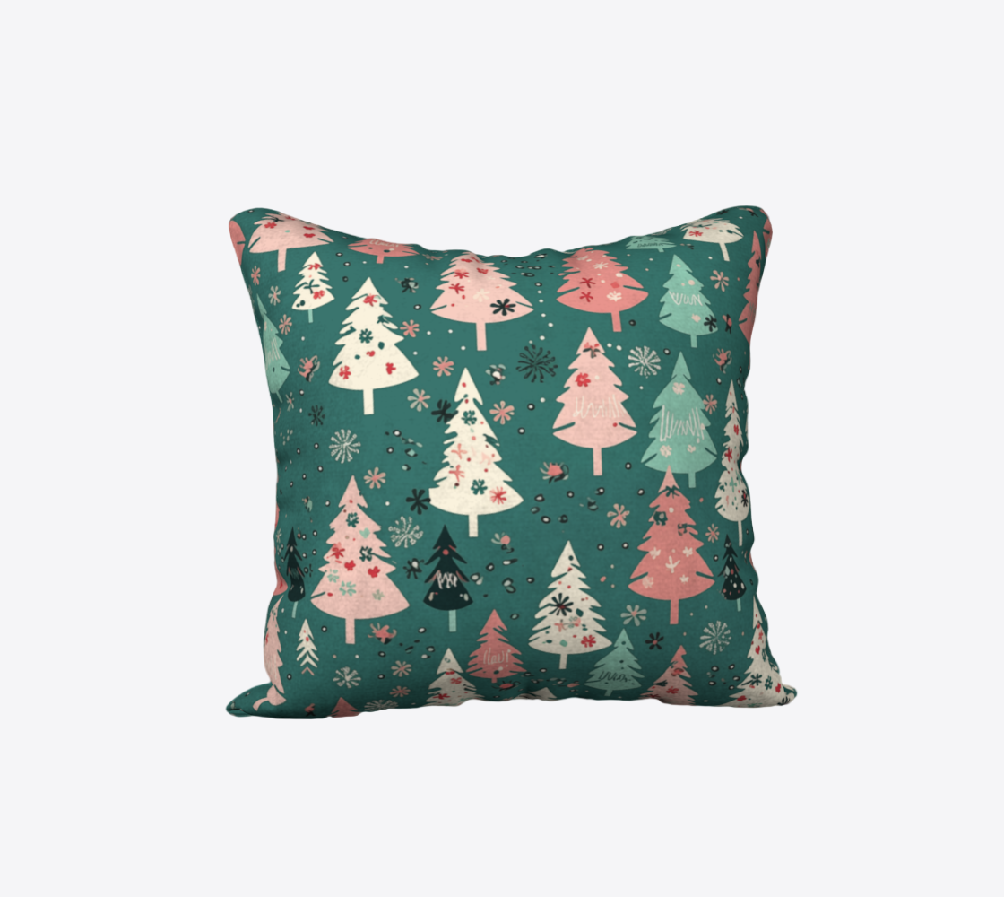 Mint Winter Trees Throw Pillow Cover | Hypoallergenic - Allergy Friendly - Naturally Free