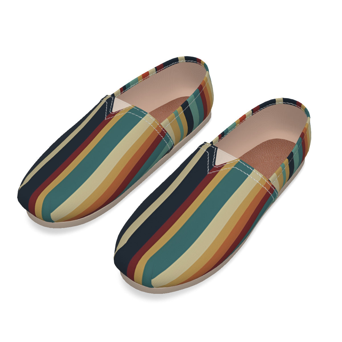 Mosaic Horizon Stripes Women's Cotton Faux Rubber Shoes | Hypoallergenic - Allergy Friendly - Naturally Free