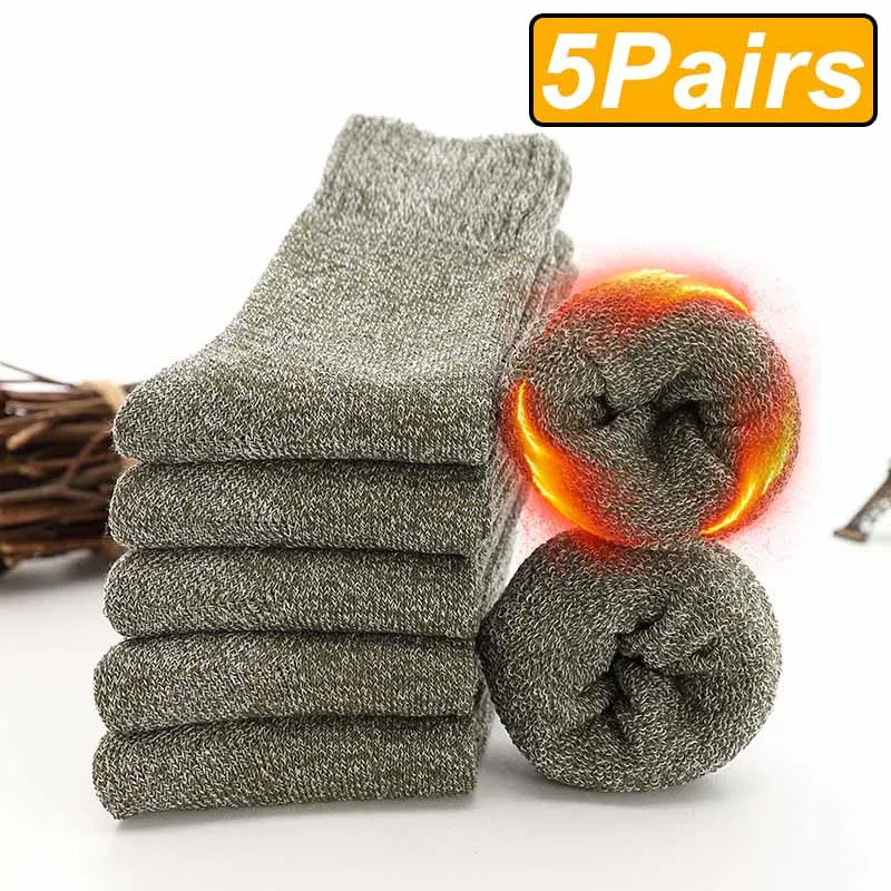 Mountain Horizon 5Pcs 100% Merino Wool Socks | Hypoallergenic - Allergy Friendly - Naturally Free