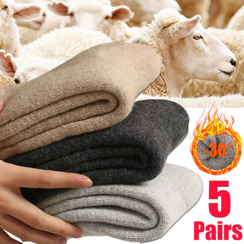 Mountain Horizon 5Pcs 100% Merino Wool Socks | Hypoallergenic - Allergy Friendly - Naturally Free