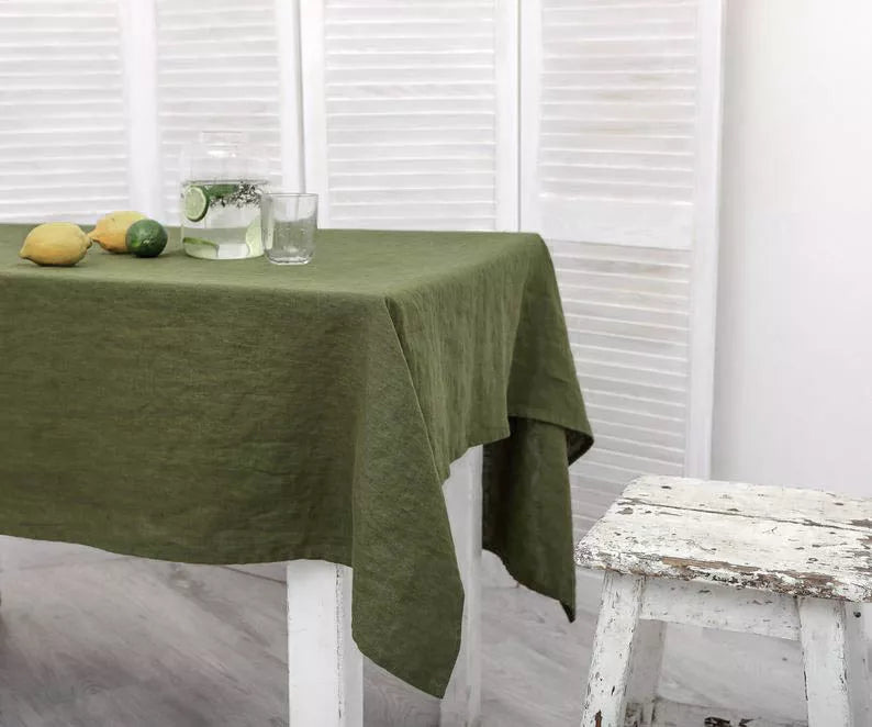 Natural Hues 100% Linen Table Cloth | Hypoallergenic - Allergy Friendly - Naturally Free