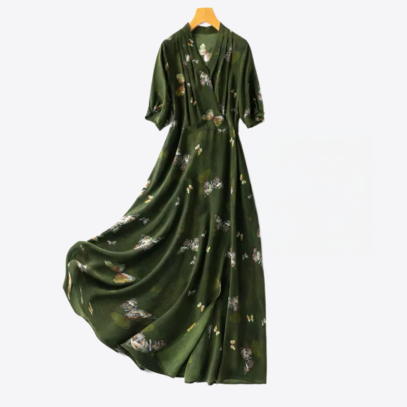 Natures Butterflies 100% Mulberry Silk Maxi Dress | Hypoallergenic - Allergy Friendly - Naturally Free