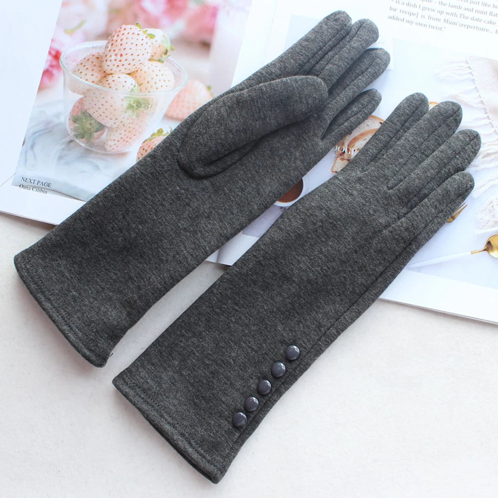 New Women's Long Cotton Gloves Colour Touch Screen Knit Plus Velvet Thick Arm Sleeves To Keep Warm In Winter Mittens | Hypoallergenic - Allergy Friendly - Naturally Free
