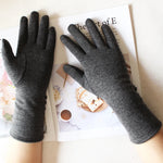 New Women's Long Cotton Gloves Colour Touch Screen Knit Plus Velvet Thick Arm Sleeves To Keep Warm In Winter Mittens | Hypoallergenic - Allergy Friendly - Naturally Free