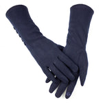 New Women's Long Cotton Gloves Colour Touch Screen Knit Plus Velvet Thick Arm Sleeves To Keep Warm In Winter Mittens | Hypoallergenic - Allergy Friendly - Naturally Free