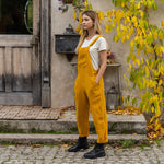 MENIQUE 100% Linen Pinafore Jumpsuit Nicci Spicy Yellow