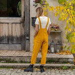 MENIQUE 100% Linen Pinafore Jumpsuit Nicci Spicy Yellow