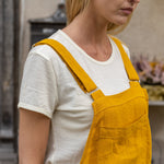 MENIQUE 100% Linen Pinafore Jumpsuit Nicci Spicy Yellow