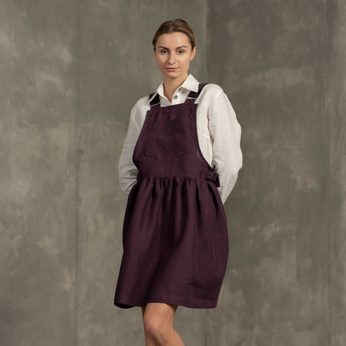 MENIQUE 100% Linen Pinafore Dress Nicole