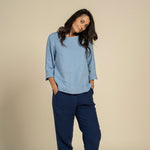 MENIQUE 100% Linen Blouse Nora Cloudy Blue