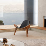 Obsidian Oasis Lounge Wood Vegan Leather Chair | Hypoallergenic - Allergy Friendly - Naturally Free