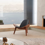 Obsidian Oasis Lounge Wood Vegan Leather Chair | Hypoallergenic - Allergy Friendly - Naturally Free