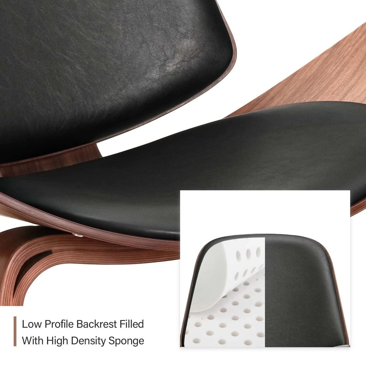 Obsidian Oasis Lounge Wood Vegan Leather Chair | Hypoallergenic - Allergy Friendly - Naturally Free