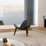 Obsidian Oasis Lounge Wood Vegan Leather Chair | Hypoallergenic - Allergy Friendly - Naturally Free