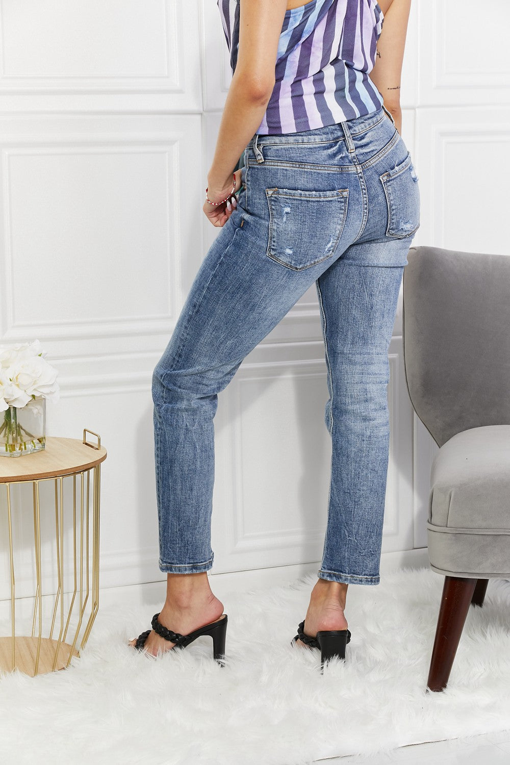 Ocean Berry High Rise Cotton Denim Jeans | Hypoallergenic - Allergy Friendly - Naturally Free