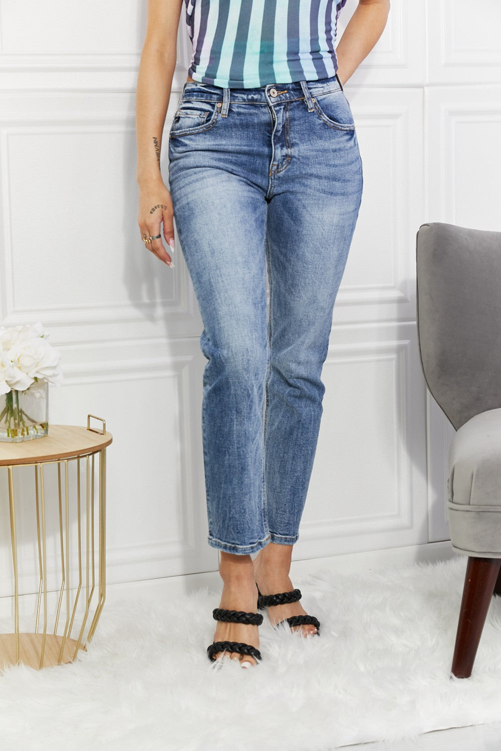 Ocean Berry High Rise Cotton Denim Jeans | Hypoallergenic - Allergy Friendly - Naturally Free