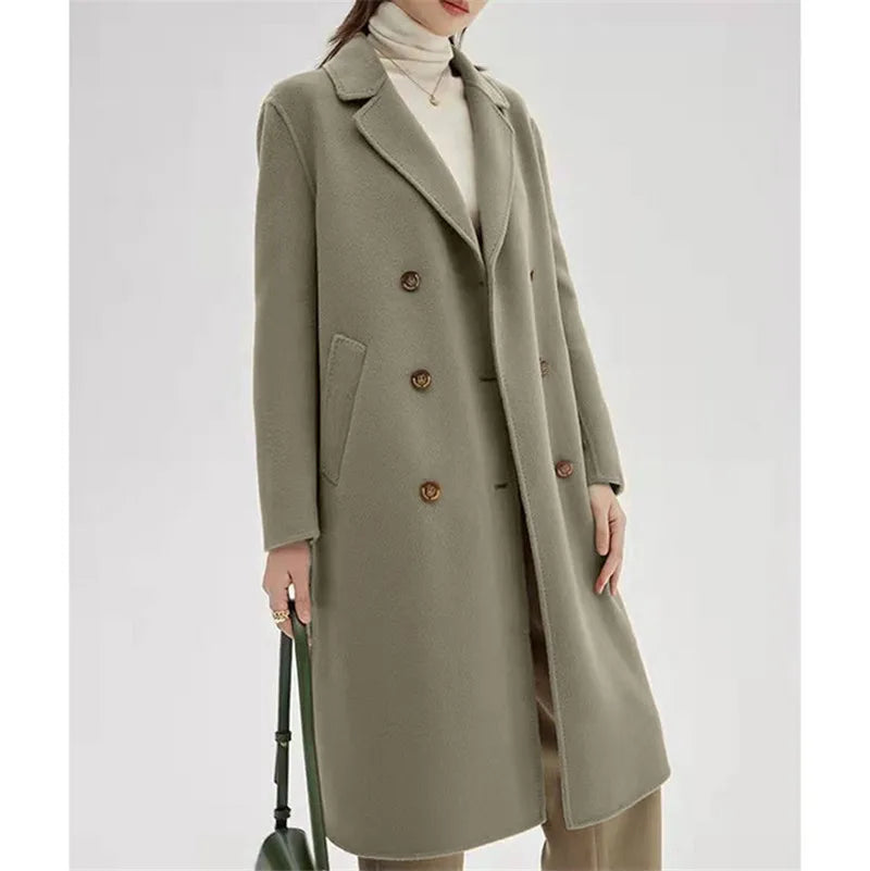 Olive Frost Cashmere Wool Womens Coat | Hypoallergenic - Allergy Friendly - Naturally Free