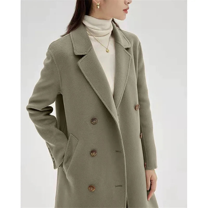 Olive Frost Cashmere Wool Womens Coat | Hypoallergenic - Allergy Friendly - Naturally Free