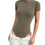 Olive Grove Crew Neck Short Sleeve Cotton Bodysuit | Hypoallergenic - Allergy Friendly - Naturally Free