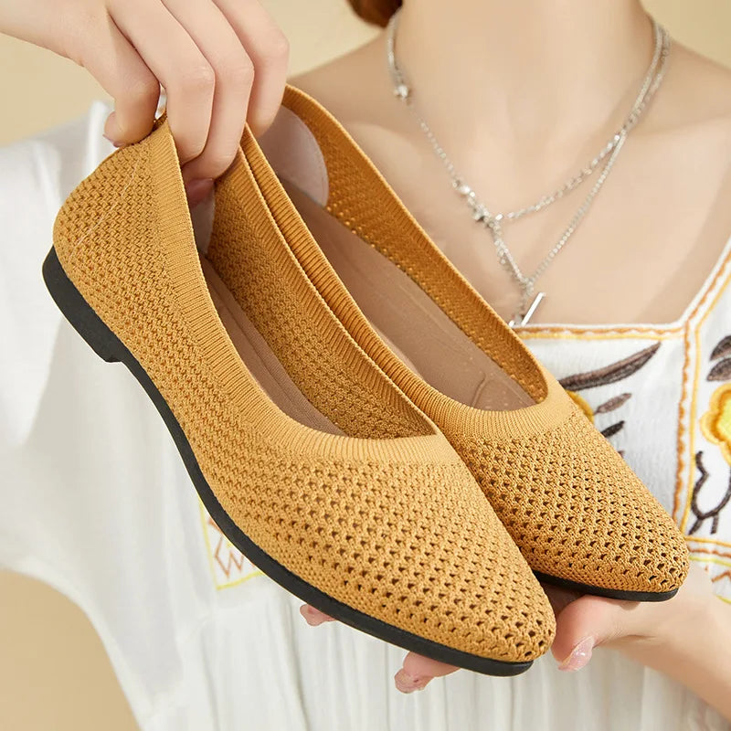 Onyx Dahlia Knit Faux Rubber Cotton Womens Flats | Hypoallergenic - Allergy Friendly - Naturally Free