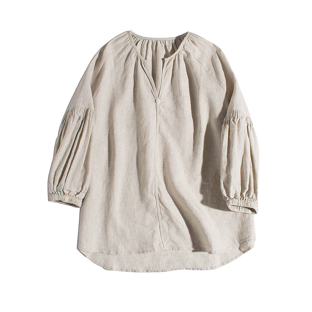 Orchid Blossoms V-Neck 100% Linen Blouse | Hypoallergenic - Allergy Friendly - Naturally Free