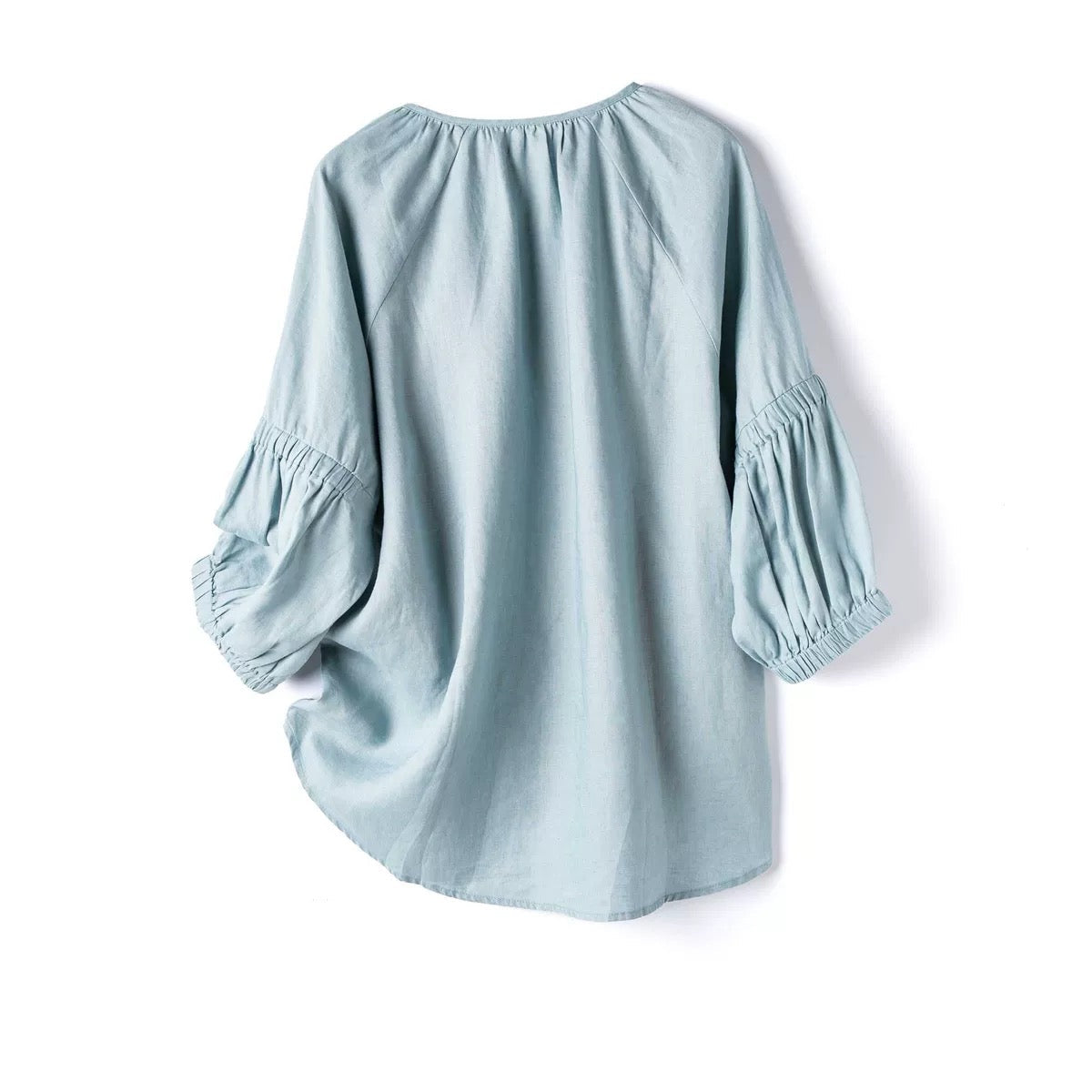 Orchid Blossoms V-Neck 100% Linen Blouse | Hypoallergenic - Allergy Friendly - Naturally Free