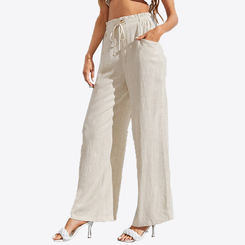 Orchid Serenade Drawstring Wide Leg Linen Pants | Hypoallergenic - Allergy Friendly - Naturally Free