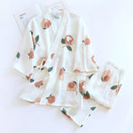 Peach Bloom Kimono 100% Cotton Womens Pajamas Set | Hypoallergenic - Allergy Friendly - Naturally Free