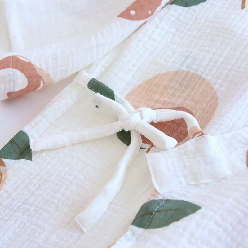 Peach Bloom Kimono 100% Cotton Womens Pajamas Set | Hypoallergenic - Allergy Friendly - Naturally Free