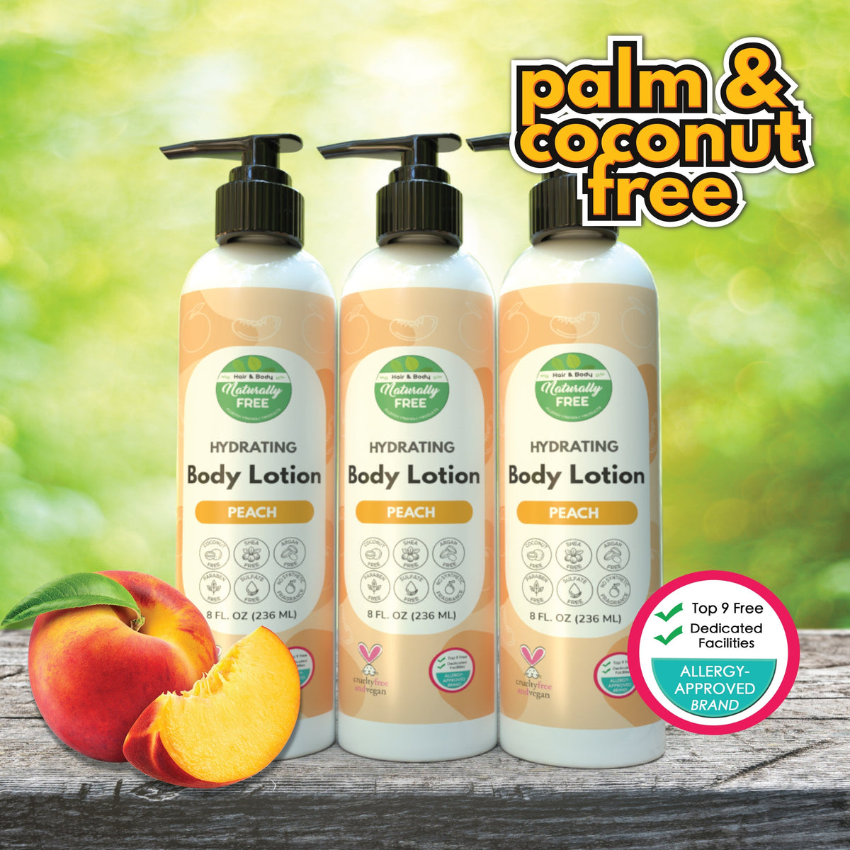 Peach Hydrating Body Lotion | Hypoallergenic - Allergy Friendly - Naturally Free