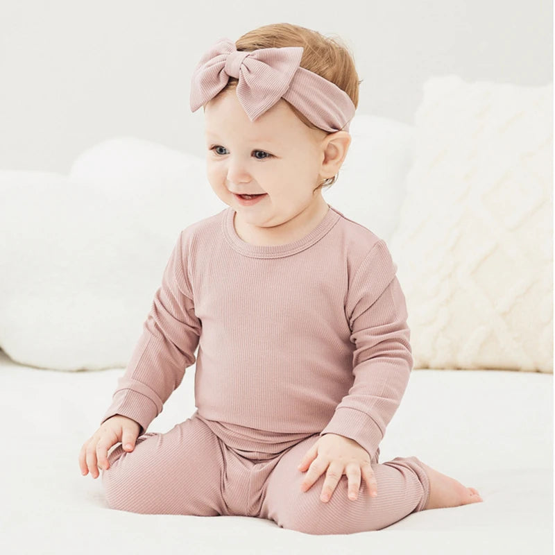 Peach Lantana Stripes 2 Pcs Bamboo Baby Pajama Set | Hypoallergenic - Allergy Friendly - Naturally Free