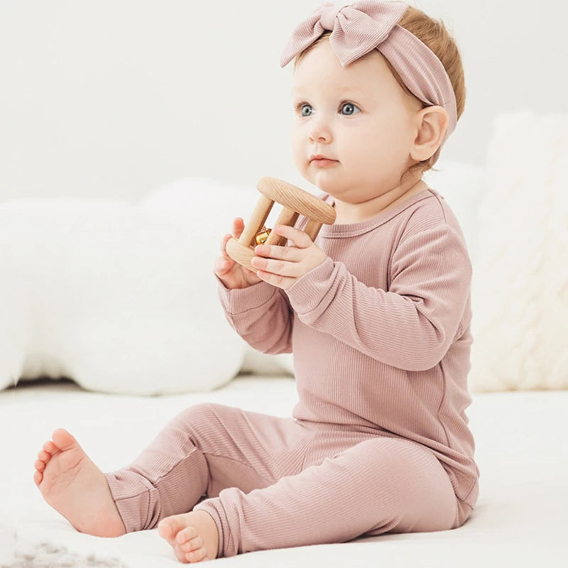 Peach Lantana Stripes 2 Pcs Bamboo Baby Pajama Set | Hypoallergenic - Allergy Friendly - Naturally Free