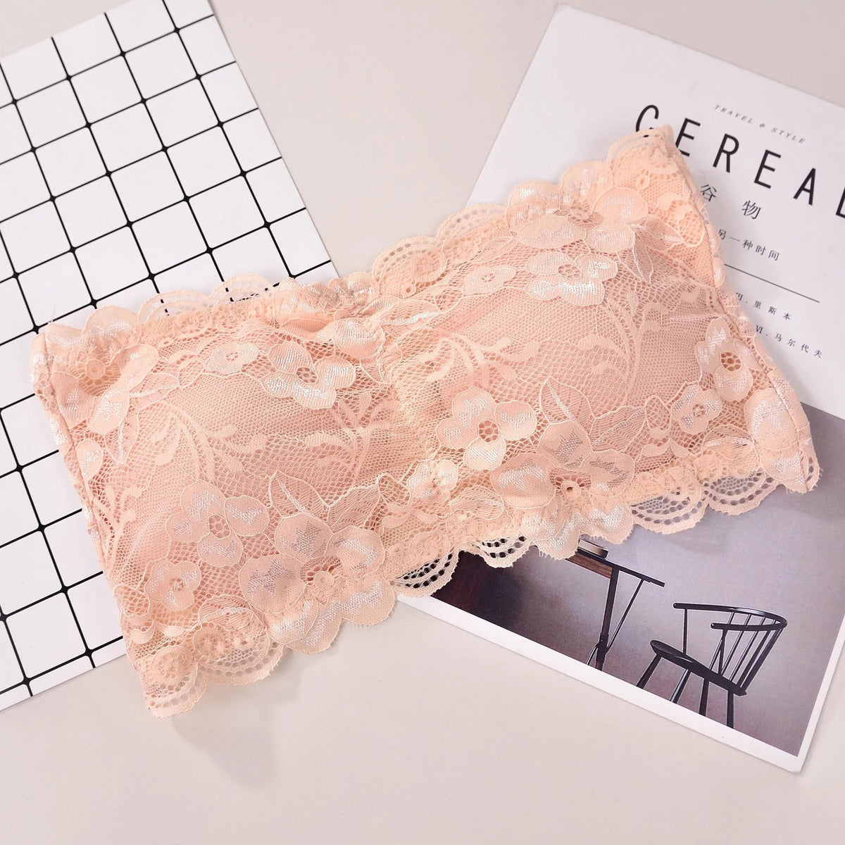 Peach Sorbet Lace Tube Top Organic Cotton Bra | Hypoallergenic - Allergy Friendly - Naturally Free