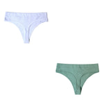 Peachy Tango 2Pcs Thongs Cotton Womens Underwear | Hypoallergenic - Allergy Friendly - Naturally Free