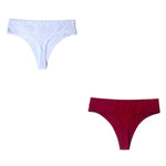 Peachy Tango 2Pcs Thongs Cotton Womens Underwear | Hypoallergenic - Allergy Friendly - Naturally Free