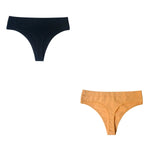 Peachy Tango 2Pcs Thongs Cotton Womens Underwear | Hypoallergenic - Allergy Friendly - Naturally Free