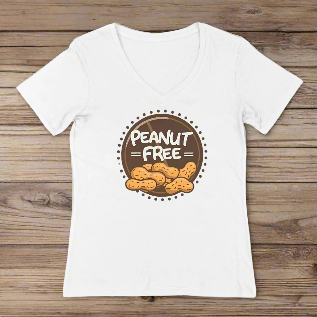 Peanut Free V-Neck Organic Cotton Womens Graphic Shirt