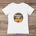 Peanut Free V-Neck Organic Cotton Womens Graphic Shirt