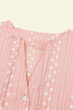 Pink Dahlia Tassel 100% Cotton Blouse | Hypoallergenic - Allergy Friendly - Naturally Free