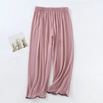 Pink Horizon Ruffled Viscose Womens Lounge Capri Pants | Hypoallergenic - Allergy Friendly - Naturally Free