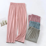 Pink Horizon Ruffled Viscose Womens Lounge Capri Pants | Hypoallergenic - Allergy Friendly - Naturally Free