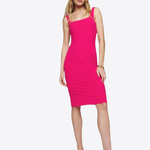 Pink Peony Slim Fit Midi Organic Cotton Dress | Hypoallergenic - Allergy Friendly - Naturally Free