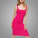 Pink Peony Slim Fit Midi Organic Cotton Dress | Hypoallergenic - Allergy Friendly - Naturally Free