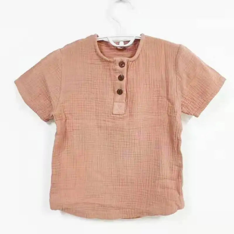 Pink Sorbet Button Up Cotton Linen Baby Shirt | Hypoallergenic - Allergy Friendly - Naturally Free