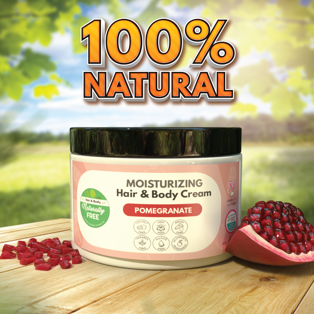 Pomegranate Hair & Body Moisturizer | Hypoallergenic - Allergy Friendly - Naturally Free