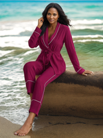 Raspberry Comfort Long Sleeve Kimono Viscose Womens Lounge Set