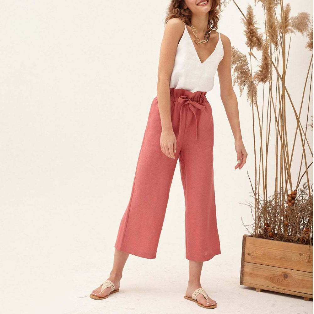 Raspberry Harvest Culottes 100% Linen Pants | Hypoallergenic - Allergy Friendly - Naturally Free