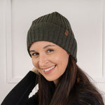 MENIQUE 100% Merino Wool Womens Knit Ribbed Beanie Merino