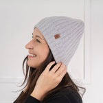 MENIQUE 100% Merino Wool Womens Knit Ribbed Beanie Merino