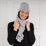 MENIQUE 100% Merino Wool Womens Ribbed Beanie & Scarf Merino 2-Piece